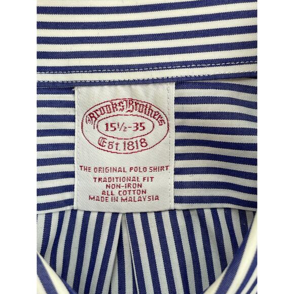 Brooks Brothers Shirt Mens 15.5 - 35 Striped 100% Cotton Button Down - Picture 7 of 8
